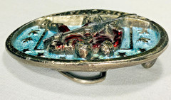 Vintage HOCKEY 1982 THE GREAT AMERICAN BUCKLE Metal w/Color #1061 CLEAN! NICE!!