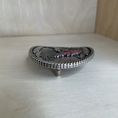 ANDWEST Belt Buckle MenEagle American Flag Roped Border Painted Antique Silver
