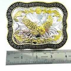 flying american eagle belt buckle pewter in silver black and gold 4×3 inches
