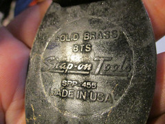 SNAP-ON TOOLS #1 VINTAGE SPP-455 SOLID BRASS BTS OVAL BELT BUCKLE MADE IN USA