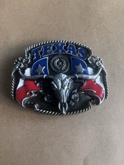 New Texas Longhorn Bull Skull State Flag Western Cowboy Rodeo Belt Buckle