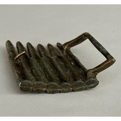 Vintage 6 faux Bullet Shells metal Belt Buckle rustic goldtone and silvertone
