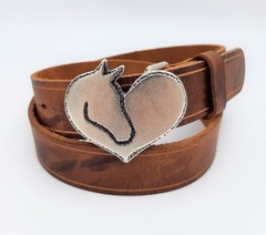 Country Style Horse Head Heart Belt Buckle in Dark Silver, Vintage Interchangeable Buckle