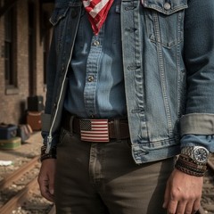 Men Women Silver Metal Western Belt Buckle United States America Flag USA July 4