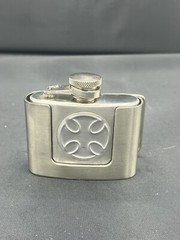 2 oz. Flask with Iron Cross Metal Removable Belt Buckle Alcohol Drink