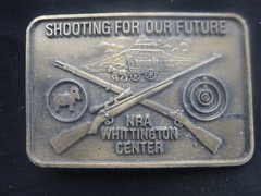 Vintage NRA Belt Buckle Whittington Center Shooting Cross Rifles Brass