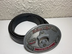VTG Bottoms Up! Quench Your Thirst Open Here Belt Buckle Bottle Opener 48” Belt