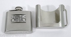 BELT BUCKLES 2 oz Flask Stainless Steel Hinged Screw-Top Lid Silver Western NWOT