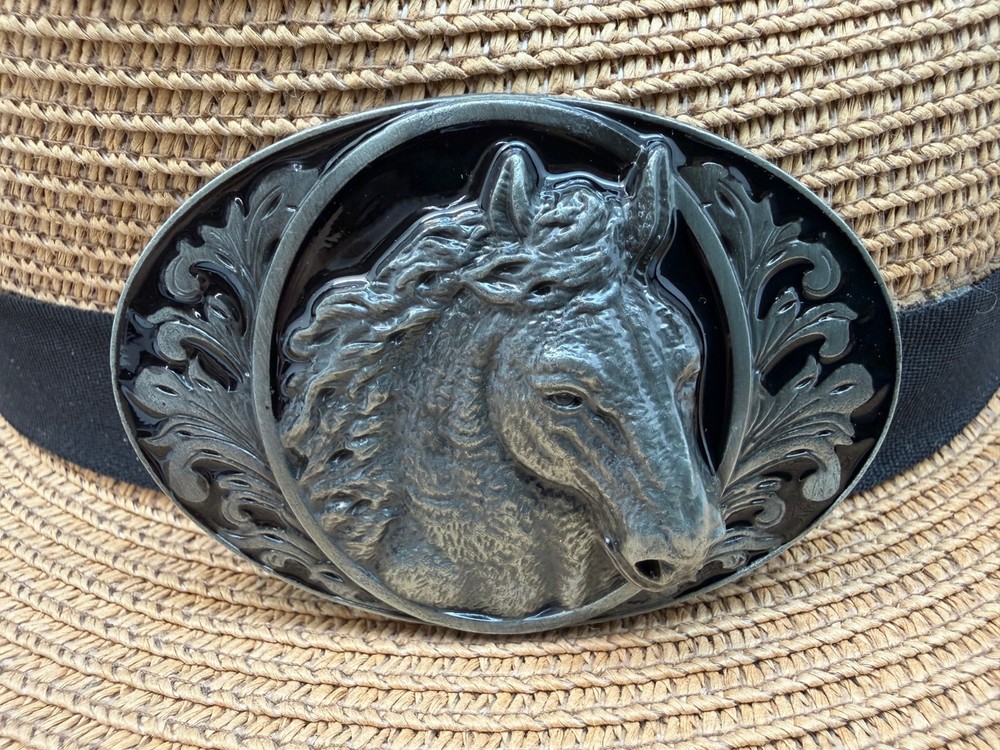 Antiqued Silver Retro Horse Head Western Belt Buckle