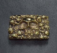 Handmade, Solid Brass Casting Human Skull Square Belt Buckle Punk Personal Gift