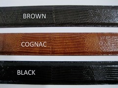 GENUINE LIZARD BELTS TAPERED 1-1/8&Prime; TO 3/4&Prime;, 15 COLORS 11 SIZES, MADE IN U.S.A.