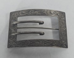 Antique Worn Western Floral Engraved Antique Belt Buckle 1 1/2&Prime;
