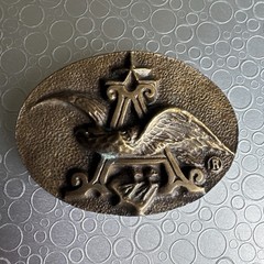 Vtg 1970s Anheuser Busch Brass Belt Buckle P-168 Budweiser Beer Eagle Cowboy Men