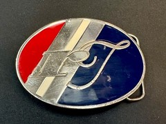RF RT Company Logo? Vintage Red White & Blue Oval Vintage Belt Buckle