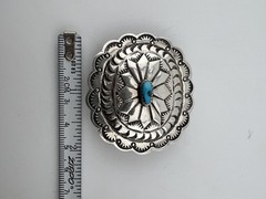 Vintage Southwestern Style Sterling Silver Buckle Turquoise Signed LS