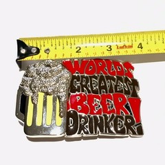 Worlds Greatest Beer Drinker Novelty Belt Buckle – 4” x 2.5”