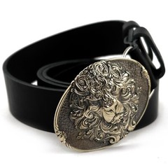 King Lion German silver belt buckle, Animal head, handmade lion belt buckle