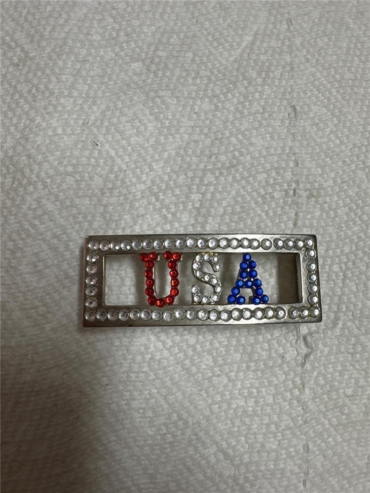 Vintage USA Bling Belt Buckle Red White and Blue Stones