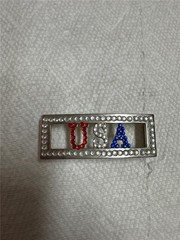 Vintage USA Bling Belt Buckle Red White and Blue Stones