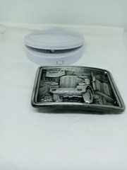 Vtg. Uniq Bendix Metal Embossed belt buckle Shaped Tractor-Trailer Truck.USA