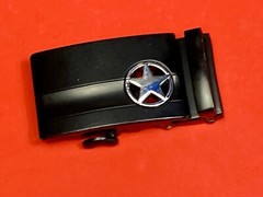 Star Military? Black And Silver Color Vintage Belt Buckle Marked NN