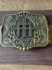 Religious Cross Floral Engraved Western Belt Buckle Perfect Gift For him