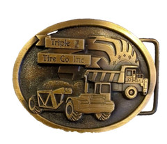 Triple S Advertising Belt Buckle Brass Tone Metal Excavating Equip NOS Spec Cast