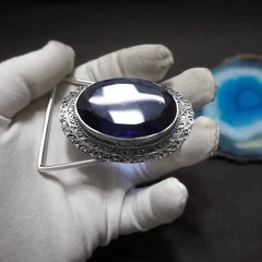Handmade Silver Plated Belt Buckle with Amethysts Stone- Western Vintage