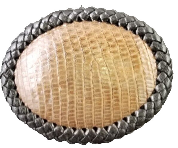 Lizard skin Belt Buckle Western Cowboy style HANDMADE NEW Authentic lite brown
