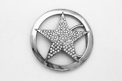 New Men Women CowboyTexas Star Belt buckle Silver Metal Iced Style Rhinestones