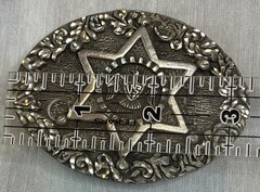 VTG 1992 EGE Diamond Cut Heavy Pewter US Marshall Buckle and matching Bolo Tie