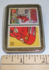 Flash Superhero Belt Buckle Hand Made with Authentic USA Postage Stamps