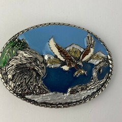 Eagle Belt Buckle Hand Painted Serial Number 9029 Copyright 1989
