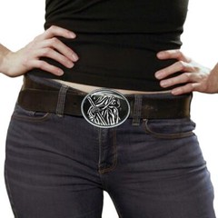 Grim Reaper Gothic Death Skeleton Handmade Oval Belt Buckle – 427