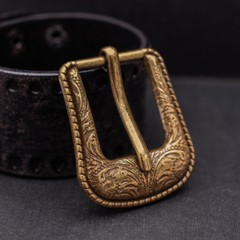 Vintage Copper Western Flower Engraved Cowboy Belt Pin buckle For 1&Prime; Belt Strap