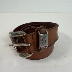 Distressed Genuine Leather Brown Belt Size 40 Silver Tone Buckle