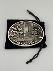 Tulip Time 1985 Iowa 50th Anniversary Solid Brass Belt Buckle Limited Edition