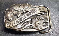 Bass Anglers Sportsman Society Fisherman Brass Belt Buckle USA Gift