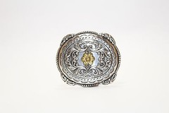 Southern Style Metal Belt Buckle with Flower Imprint