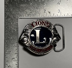 Vintage Lions International Lion&rsquo;s Club Belt Buckle 2011 Red Blue Silver Head