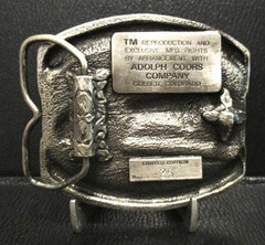 Coors Beer National Western Stock Show Belt Buckle 1984 Draft Horse Pull Show LE