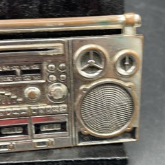 Buckle Boom Box Double Cassette Radio DJ Ghetto Blaster Belt Buckle Silver Brown