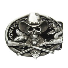 Vintage Style Rodeo Skull Cowboy Black Enamel Belt Buckle also Stock in the US