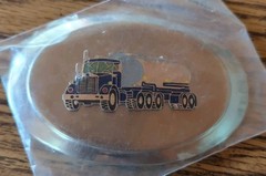 Rare Pre-Owned Silver Tone Metal Tanker Semi Truck Vintage Enamel Belt Buckle