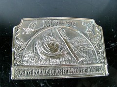 Vintage 1976 Protect America Hunting Heritage Belt Buckle Lewis Buckle Co