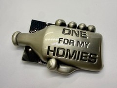 One For My Homies Bottle Novelty Cutout Silver Moon Belt Buckle New With Tags