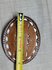 vintage TOOLED belt buckle WESTERN cowhide leather COWBOY laced