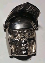 Vintage Knights Helmet & Skull BELT BUCKLE Medieval Armor Heavy Silver-Tone