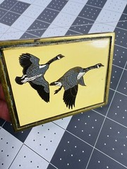 Vintage solid Brass Nap Inc. Canadian Geese Enameled Belt Buckle F02 3&Prime;x2.5&Prime;