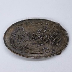 Vintage Coca-Cola Belt Buckle Brass/Bronze Tone Oval 5 Cents At Fountains Mens